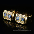 Gold Plated Blue White Crystal Rhinestone Cufflinks Classic Luxury Diamonds Suit Shirts Cufflinks